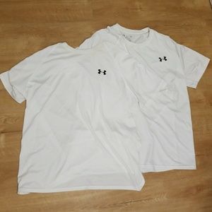 2 Under armour white work out shirts.